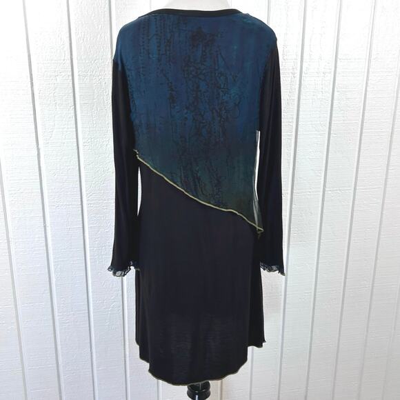 Parsley & Sage Asymmetrical Tunic Dress Abstract Print Boho Artsy Rayon Medium - Picture 6 of 8